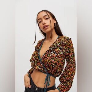 NWT Urban Outfitters Blossom Double Ruffle Wrap Top